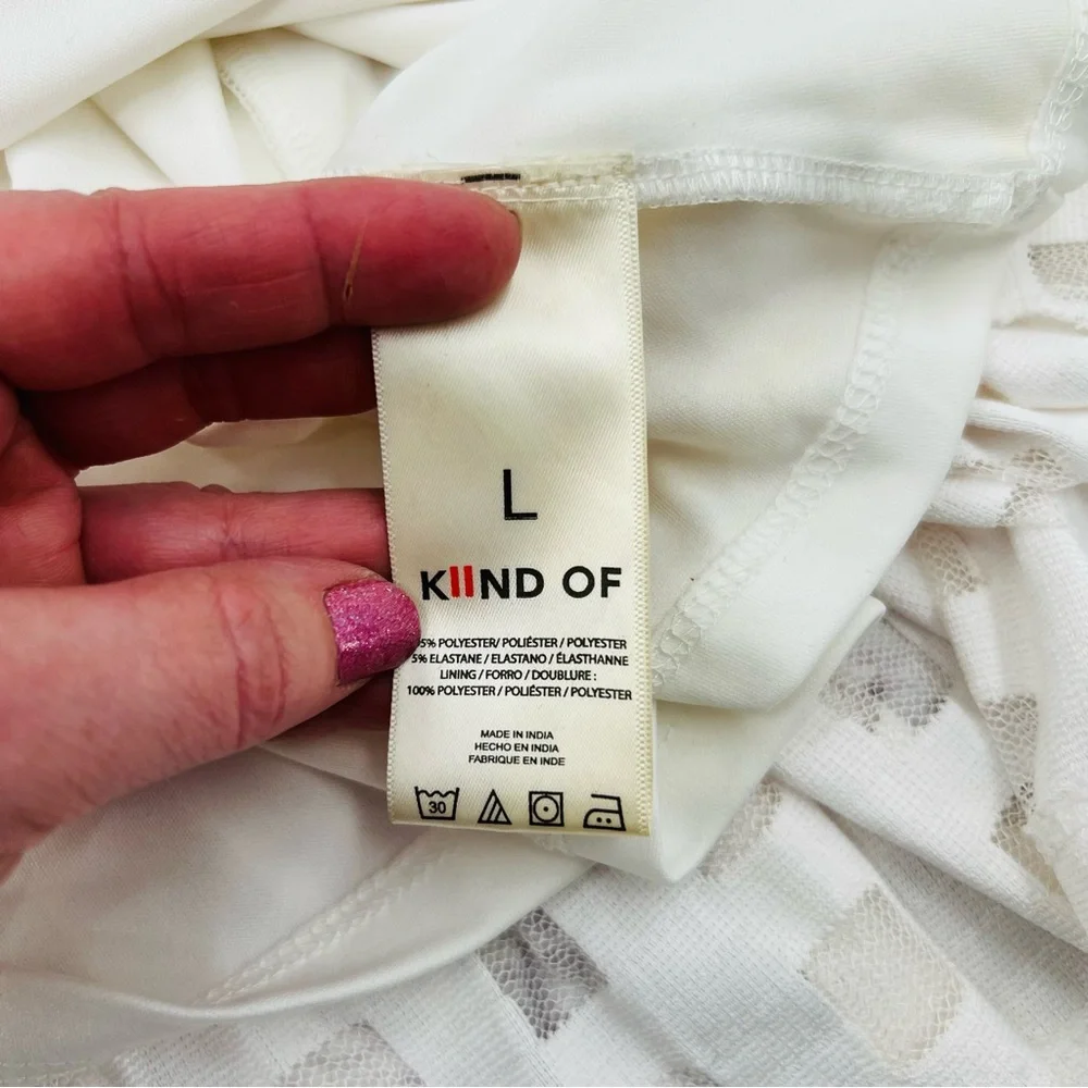 Kind Of White Textured Skirt Size Large Layered Mini Pleated Flare